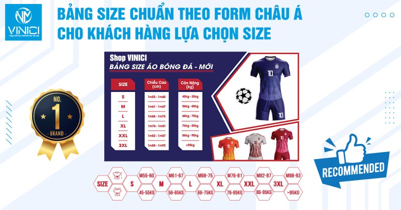 Bảng size chuẩn theo form Châu Á