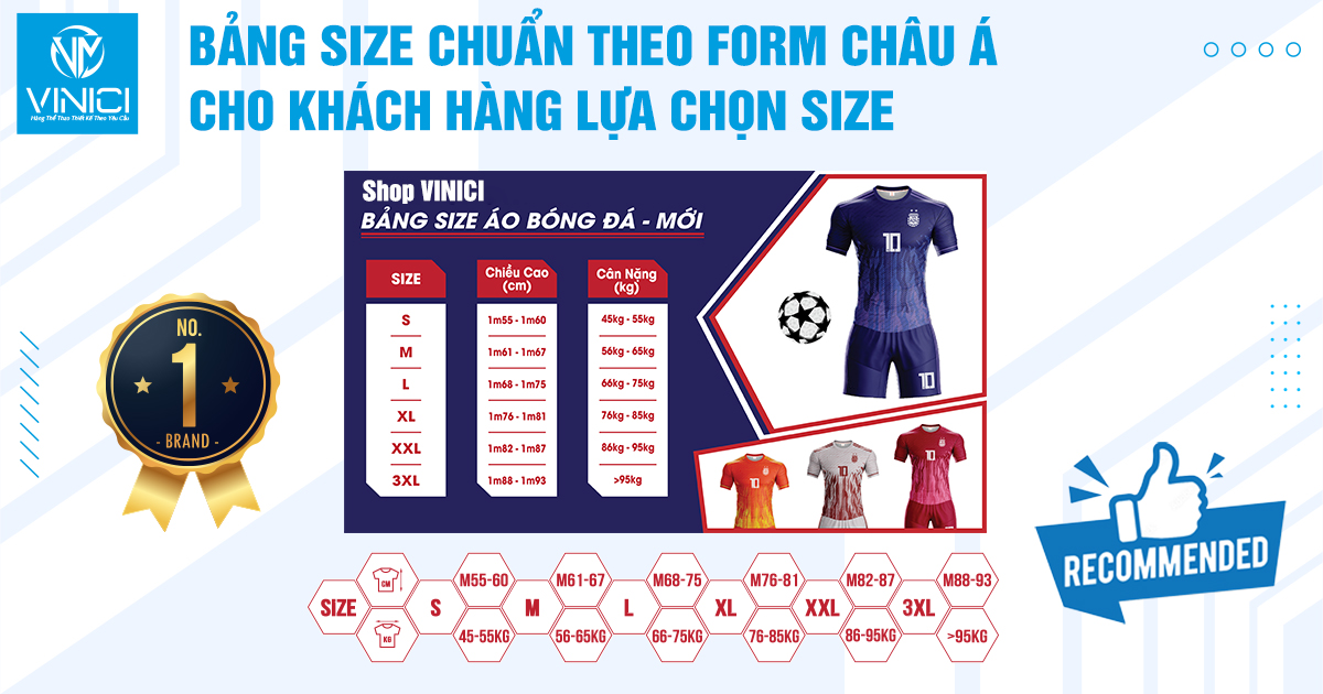 Bảng size chuẩn theo form Châu Á