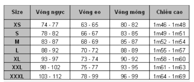 Bảng size áo bóng đá giành cho nữ tại chính xác nhất