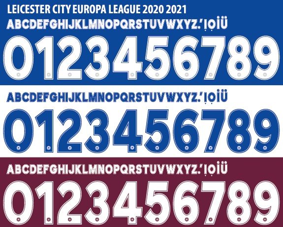 Font số áo bóng đá Leicester đẹp