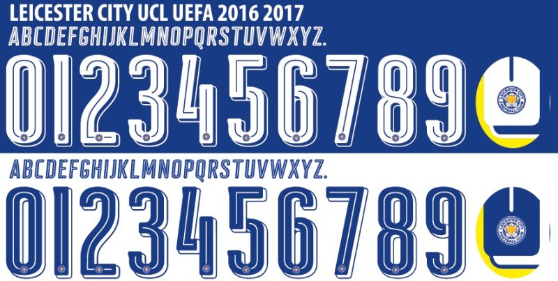 Font số áo bóng đá Leicester siêu hot