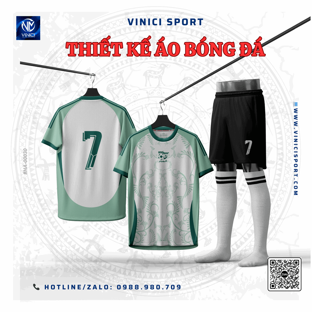 Áo Đá Banh - Quần Áo Bóng Đá Thiết Kế Màu Trắng Xanh