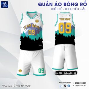 Bộ Quần Áo Bóng Rổ Trắng Đen Họa Tiết Núi Rừng – HA PRO 46
