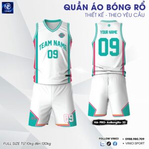 Áo Bóng Rổ Trắng Xanh Neon HA PRO - Thiết Kế Hiện Đại, Năng Động