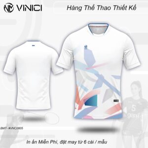 Áo Cầu Lông Thiết Kế VNC0805-14 Màu Trắng Họa Tiết Pastel Năng Động