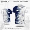 Áo Cầu Lông Thiết Kế VNC0807-14 Màu Trắng Xanh Navy Xám