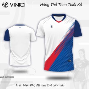 Áo Cầu Lông Thiết Kế Nữ Nam VINICI VNC0808 Màu Trắng Năng Động