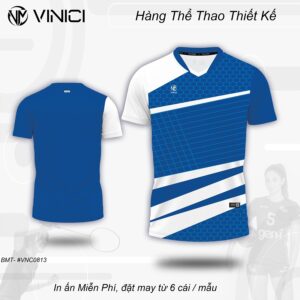 Áo Cầu Lông Thiết Kế Nam VNC0813-14 Xanh Trắng Năng Động
