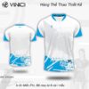 Áo Cầu Lông Thiết Kế VINICI Trắng Xanh VNC0821-14 - Thanh Lịch & Năng Động