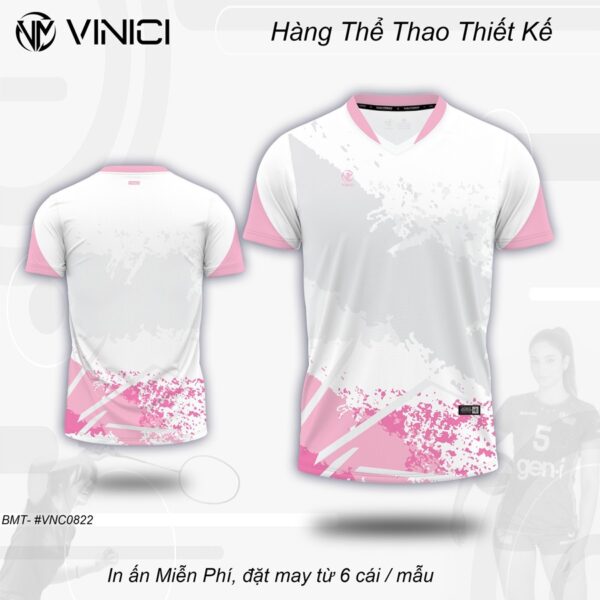 Áo Cầu Lông Thiết Kế Trắng Hồng Pastel VNC0822 – Phá Cách Và Trẻ Trung
