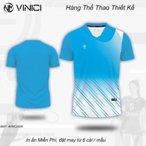 Áo Cầu Lông Thiết Kế VNC0826-14 Xanh Trắng Năng Động