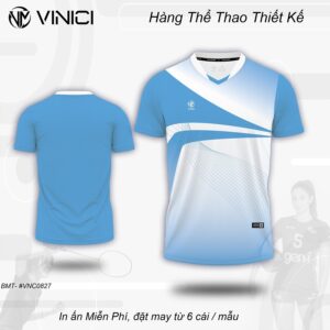 Áo Cầu Lông Thiết Kế VINICI Xanh Trắng Năng Động VNC0827-14