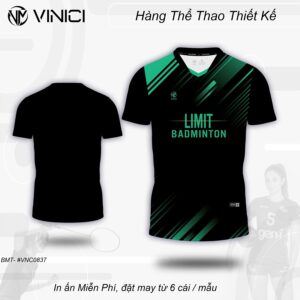 Áo Cầu Lông Thiết Kế Nam Nữ Màu Đen Sọc Xanh Ngọc Đẹp