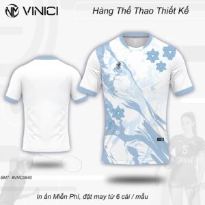 Áo Cầu Lông Thiết Kế Nữ VNC0840-13 Trắng Phối Xanh Da Trời