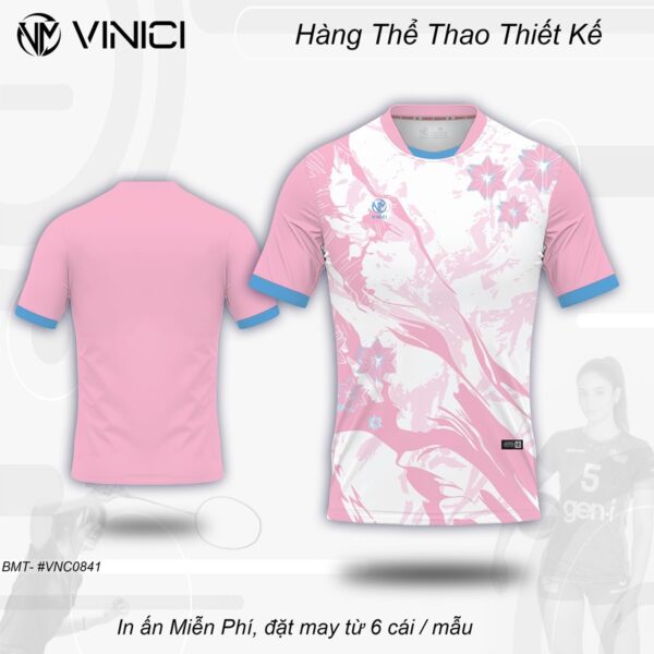 Áo Cầu Lông Thiết Kế VNC0841-13 - Hồng Pastel nghệ thuật