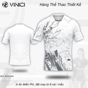 Áo Cầu Lông Thiết Kế Trắng Họa Tiết Trừu Tượng VNC0843-13