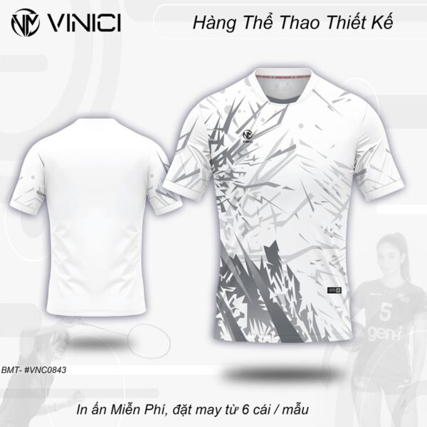 Áo Cầu Lông Thiết Kế Trắng Họa Tiết Trừu Tượng VNC0843-13