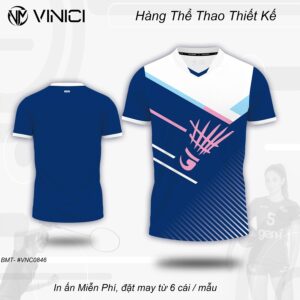Áo Cầu Lông Thiết Kế VINICI VNC0846-13 Xanh Navy Thiết Kế Năng Động
