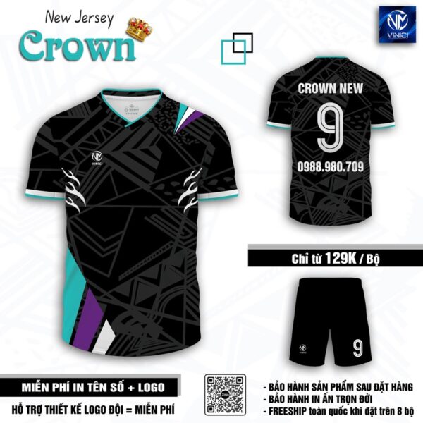 Áo bóng đá không logo Crown New Jersey – Xanh Navy - Ảnh 8