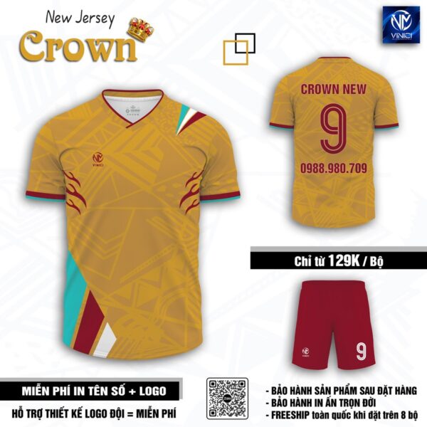 Áo bóng đá không logo Crown New Jersey – Xanh Navy - Ảnh 5