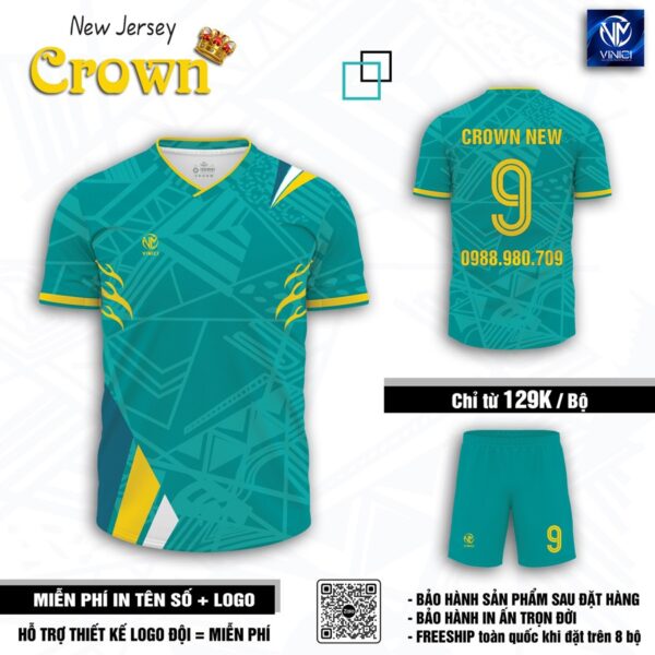 Áo bóng đá không logo Crown New Jersey – Xanh Navy - Ảnh 3