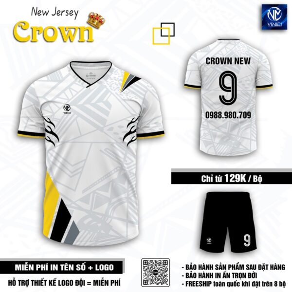 Áo bóng đá không logo Crown New Jersey – Xanh Navy - Ảnh 2