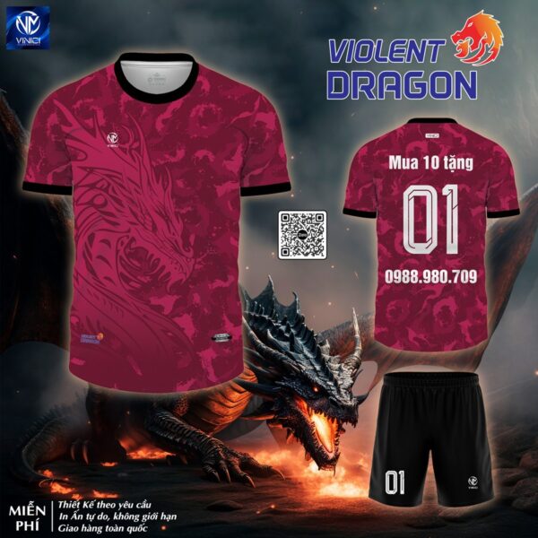 Áo Bóng Đá Không Logo Thiết Kế Dragon Màu Trắng Xám - Ảnh 4