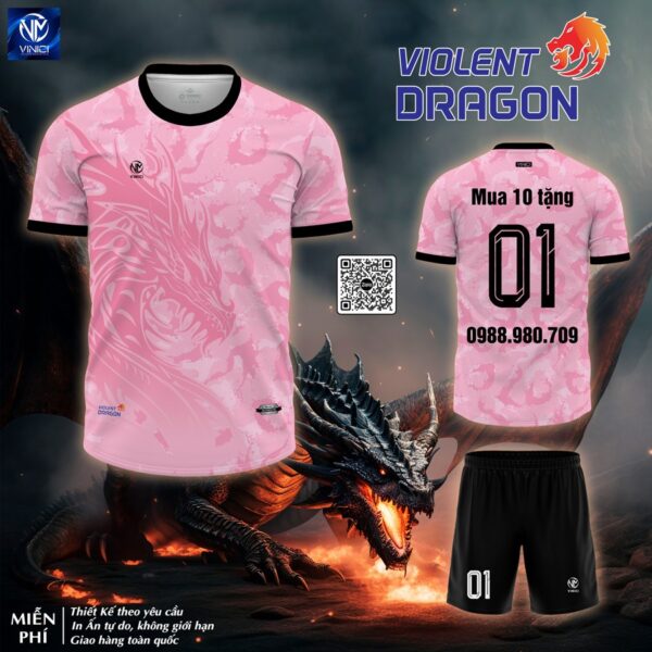Áo Bóng Đá Không Logo Thiết Kế Dragon Màu Trắng Xám - Ảnh 6