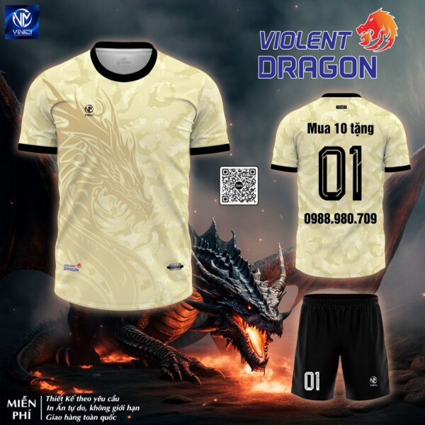 Áo Bóng Đá Không Logo Thiết Kế Dragon Màu Trắng Xám - Ảnh 3