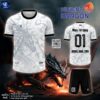 Áo Bóng Đá Không Logo Thiết Kế Dragon Màu Trắng Xám