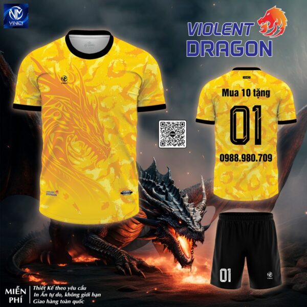 Áo Bóng Đá Không Logo Thiết Kế Dragon Màu Trắng Xám - Ảnh 2