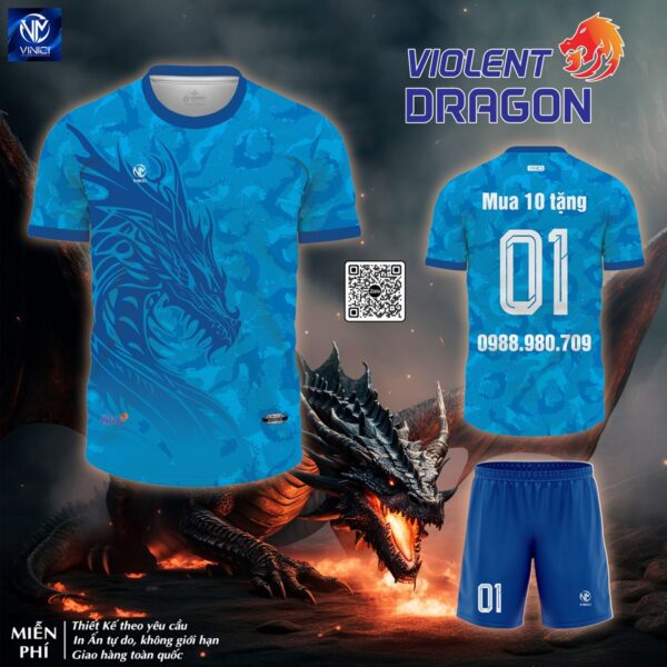 Áo Bóng Đá Không Logo Thiết Kế Dragon Màu Trắng Xám - Ảnh 5