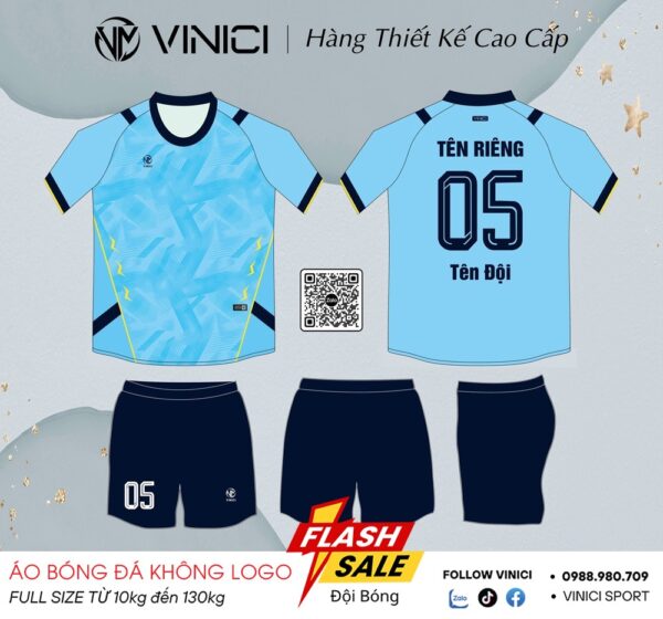 Áo Bóng Đá Thiết Kế VINICI BD08002 Màu Xanh Da Trời - Cá Tính & Năng Động