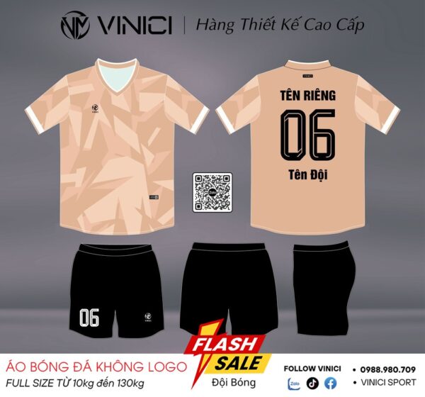 Áo bóng đá thiết kế BD08004 màu be không logo - Tự do sáng tạo, phong cách hiện đại