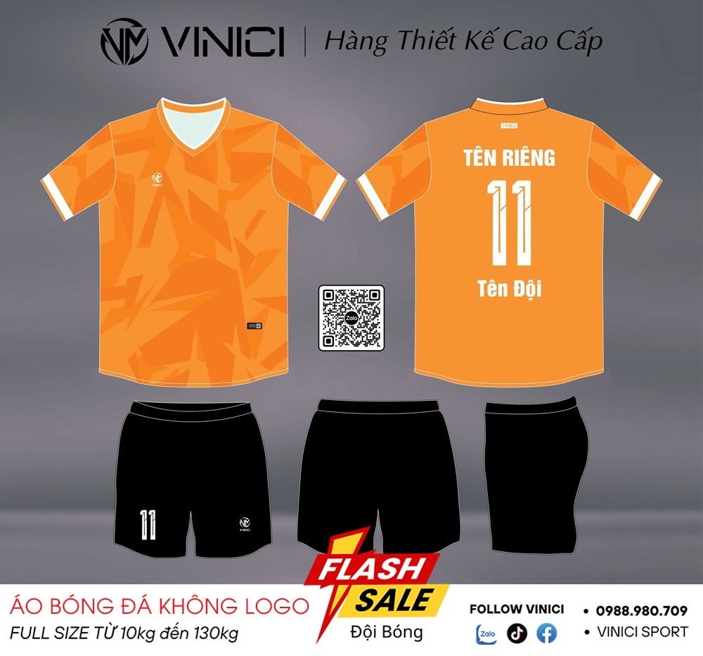 Áo bóng đá thiết kế BD08007 màu cam năng động cho đội nhóm