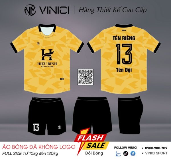 Áo Bóng Đá Thiết Kế Màu Vàng Không Logo BD08009 | Unisex, Thoáng Mát, Cá Tính