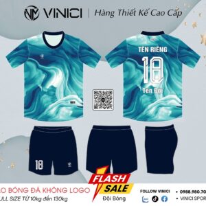 Áo Bóng Đá Không Logo VINICI BD08013 Màu Xanh Lam Loang