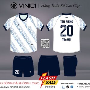 Áo bóng đá thiết kế BD08015 trắng xanh navy – Phong cách thể thao hiện đại