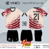 Áo Bóng Đá Không Logo VINICI - Kem Nhạt Phối Đỏ Đô BD08016