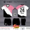 Áo bóng đá không logo BD08018 hồng pastel trắng đen