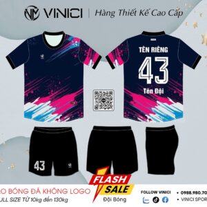 Áo Bóng Đá Không Logo VINICI Màu Xanh Navy Thiết Kế BD08036