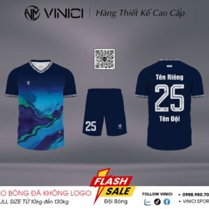 Áo bóng đá thiết kế BD08020 màu xanh navy không logo
