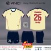 Áo đá banh thiết kế BD08022 màu vàng kem phối navy đỏ